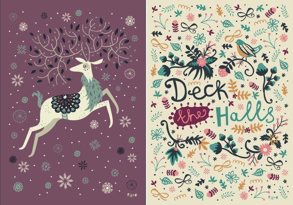 Стильные новогодние креативные открытки