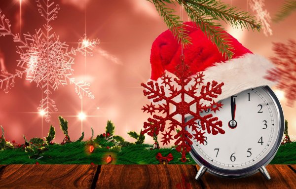 Новогодний баннер с часами