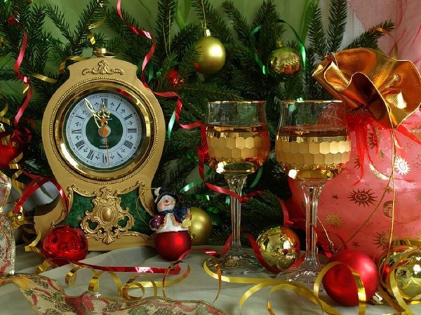 Новогодние открытки с часами красивые