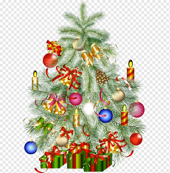Новогодняя елка на прозрачном фоне