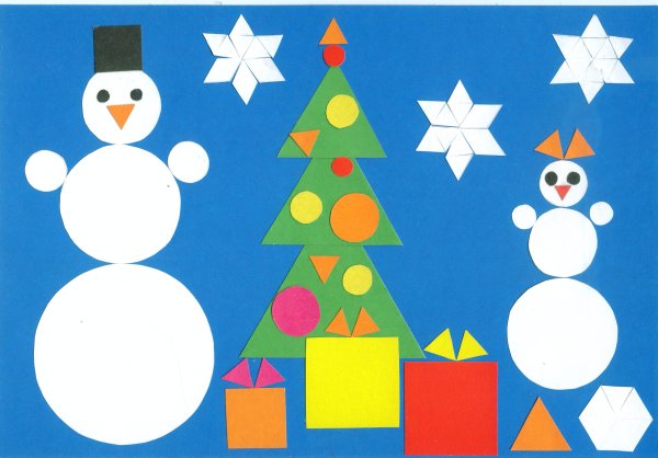 Аппликации "Снеговик"