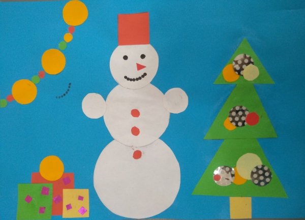 Открытка с новым годом из геометрических фигур