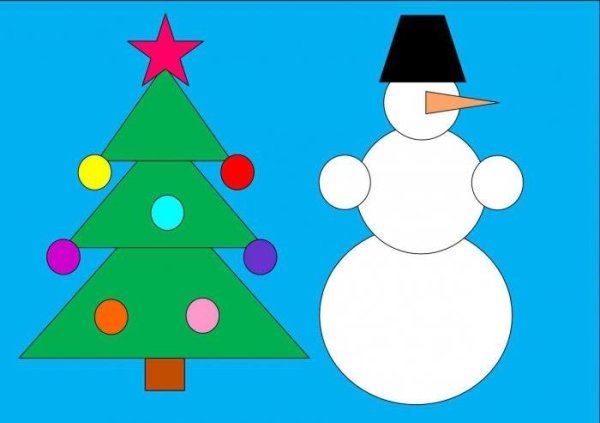 Новогодняя аппликация из геометрических фигур