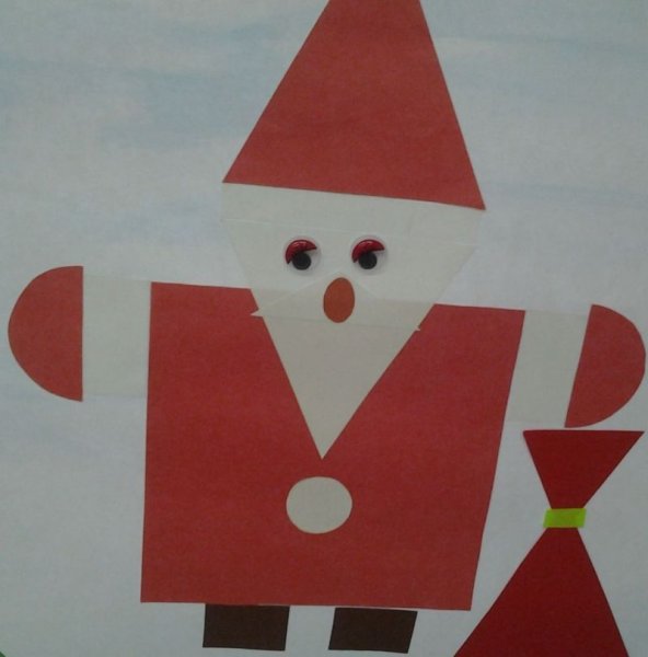 Новогодняя аппликация из геометрических фигур