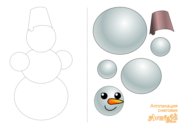 Аппликации "Снеговик"