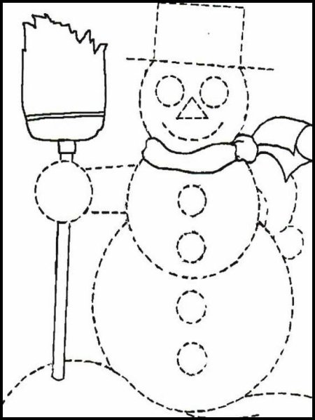 Снеговик по точкам для детей