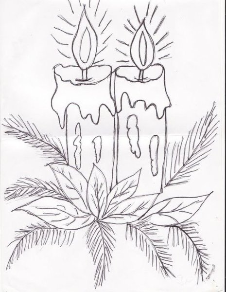 Новогодние рисунки каранд