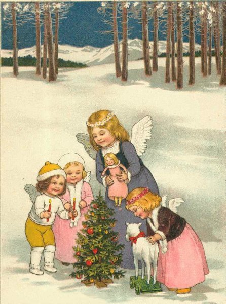 Немецкие открытки с Рождеством с детьми