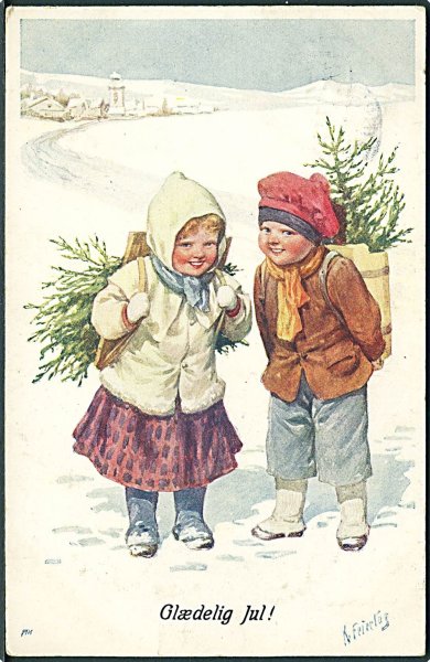 Старые новогодние открытки с детьми