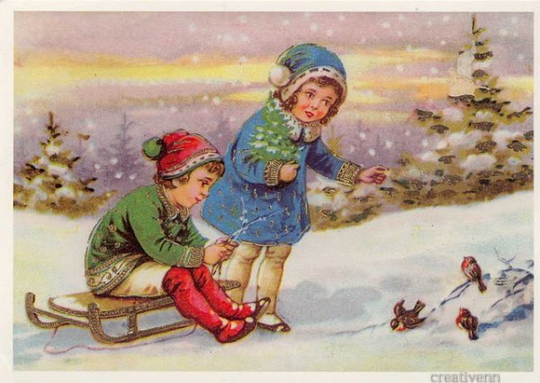 Винтажные открытки зима