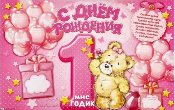 С днём рождения 1 год девочке