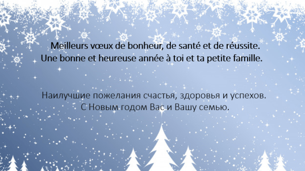 Новогоднее поздравление на французском языке