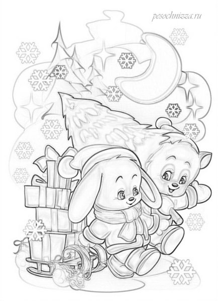 Советские новогодние раскраски