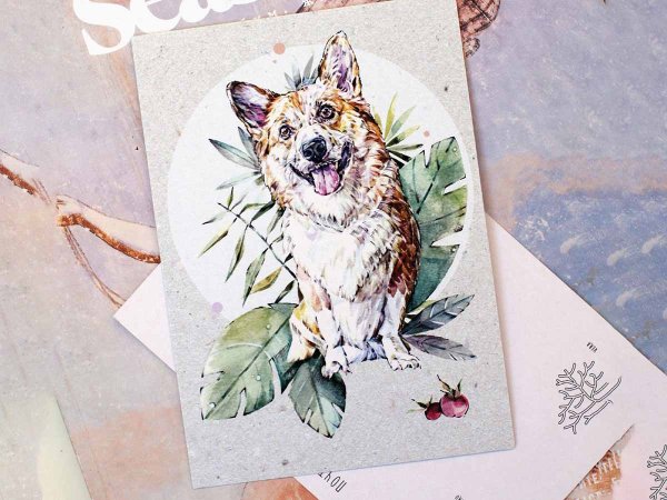 Открытки нарисованные с корги