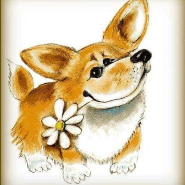 Открытка с корги на новый год