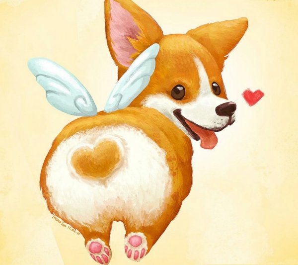 Корги день рождения рисунок