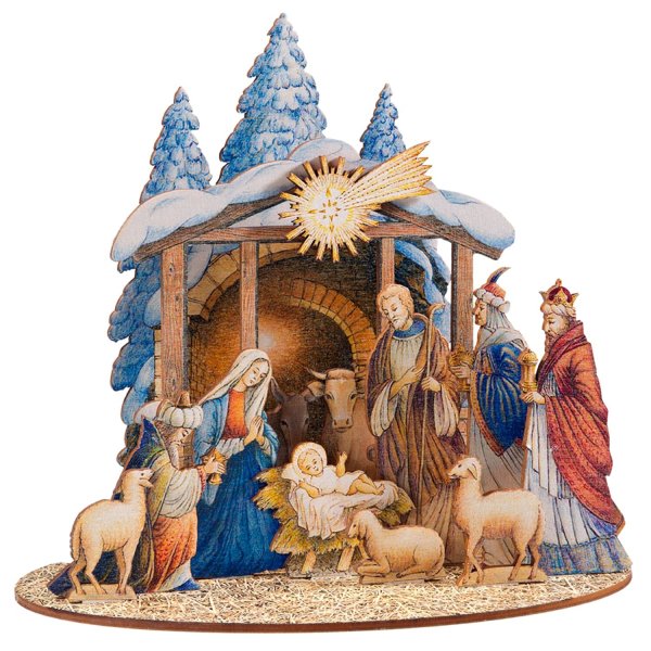 Рождественский вертеп открытка 3д