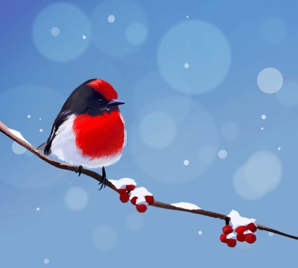 Снегири на ветке