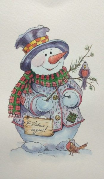 Открытка "Снеговик"