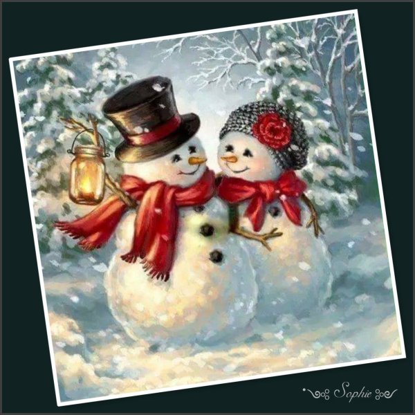 Новогодние открытки со снеговиком