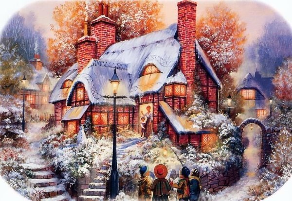 Новогодние домики для декупажа