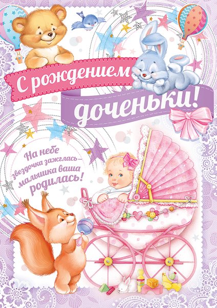 Открытка с рождением Дочки