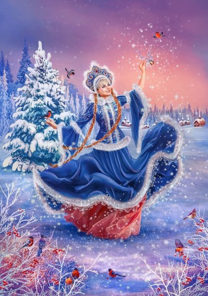 Новогодние открытки со Снегурочкой