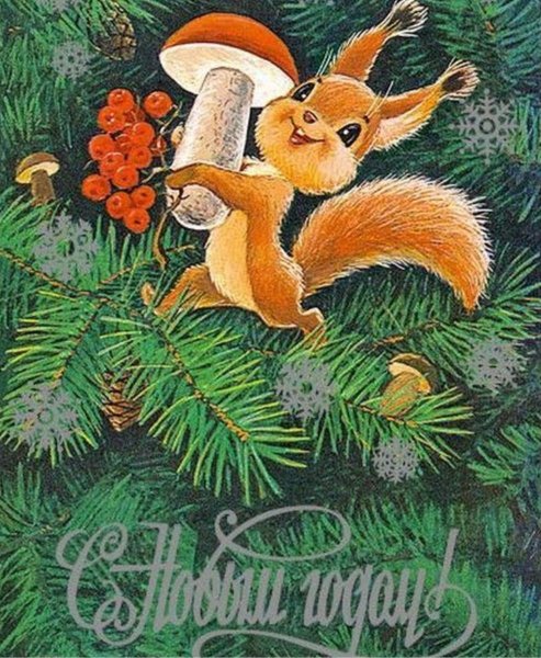 Белка Советская открытка