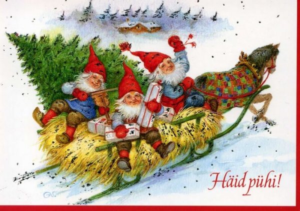 Новогодние открытки Гномы