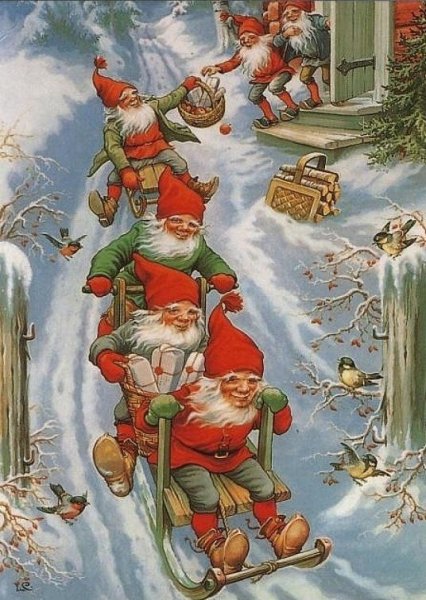 Новогодние гномики иллюстрации