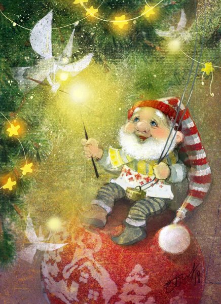 Новогодние Гномы для декупажа