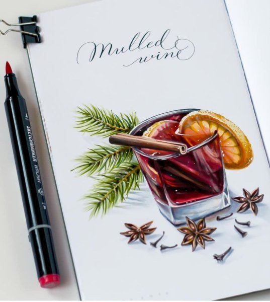 Зимние скетчи маркерами