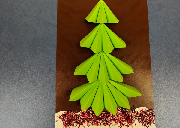 Новогодняя открытка оригами