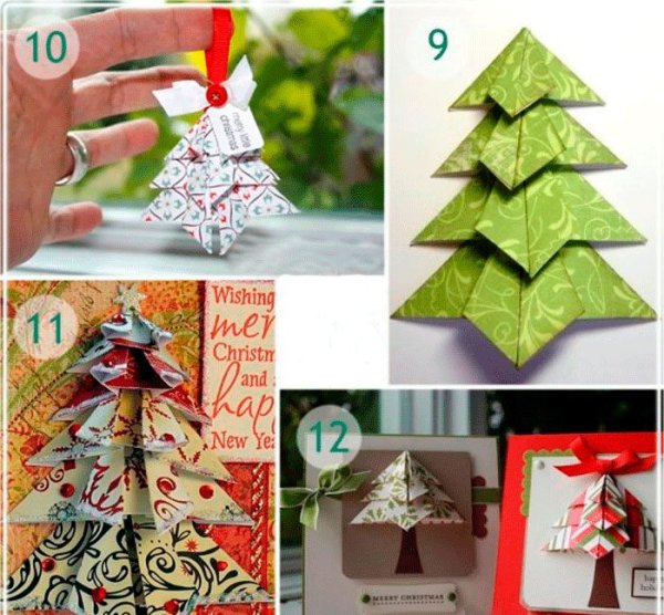 Новогодняя открытка оригами