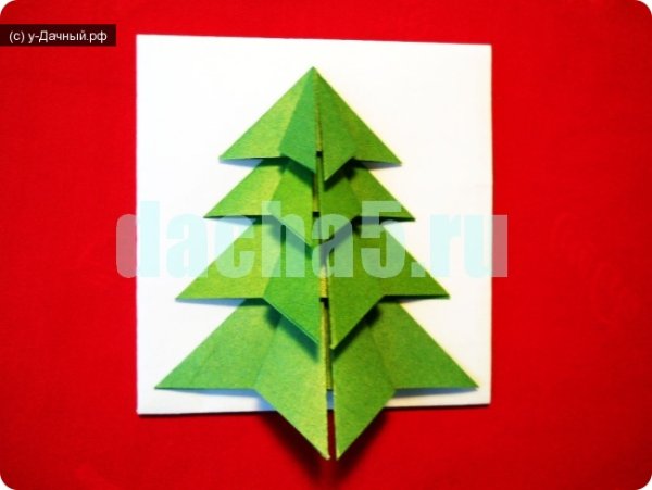 Открытка елочка оригами