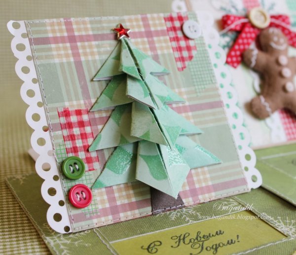 Открытка елочка оригами