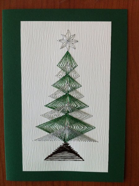 Новогодняя открытка елочка оригами