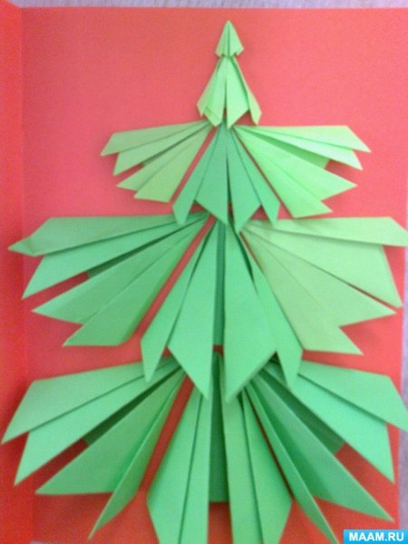 Новогодняя открытка оригами