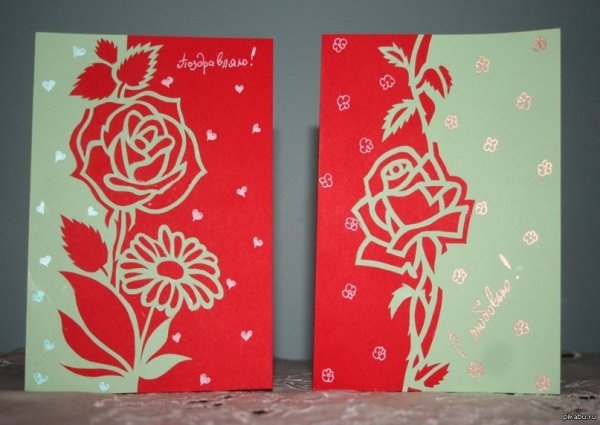 Открытка вытынанка к 8 марта