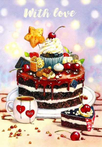 Открытка торт