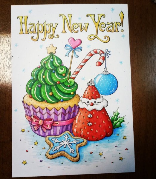 Новогодние иллюстрации маркерами