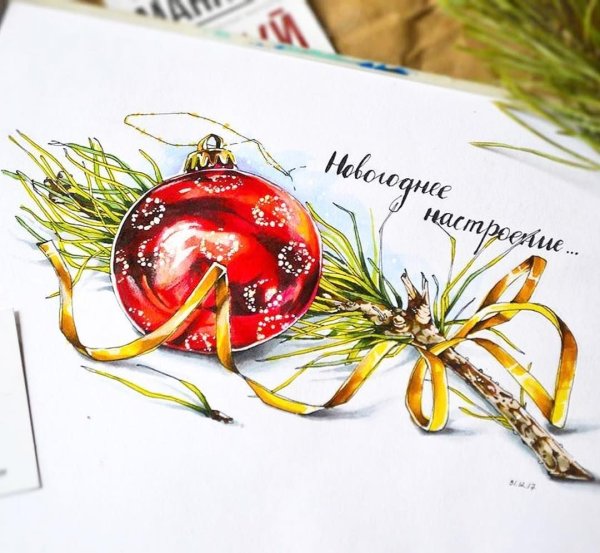 Рождественские скетчи маркерами