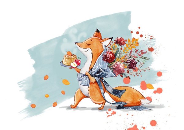 Лиса с букетом