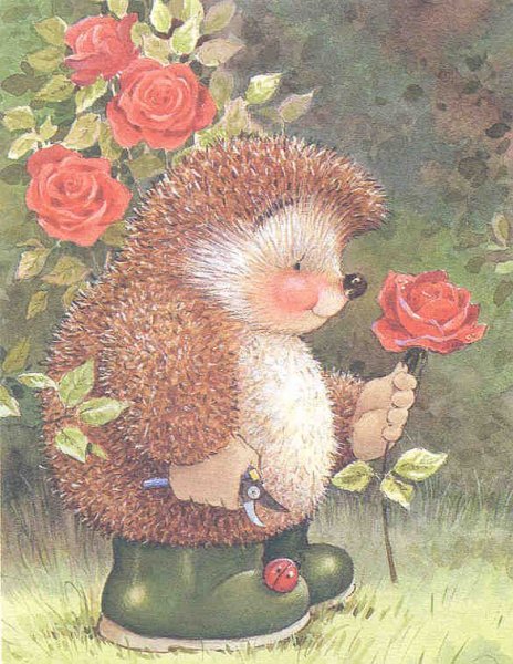 Ёжик с букетом цветов