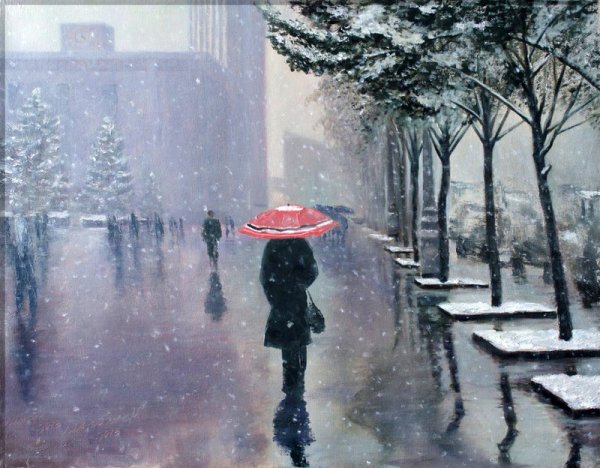Дождь со снегом живопись