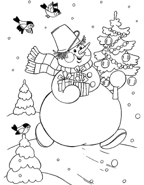 Новогодняя открытка раскраска