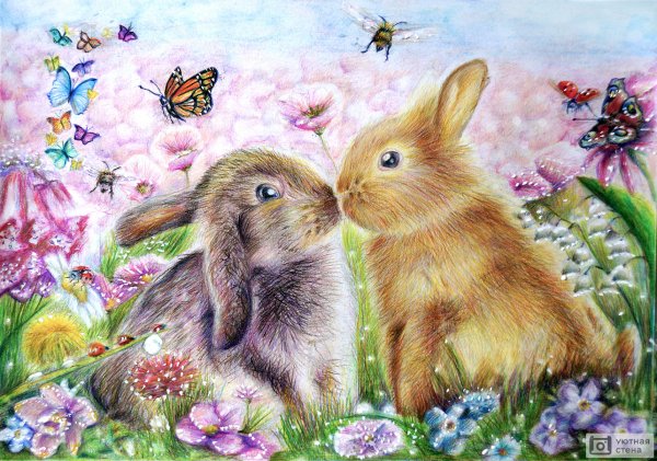 Зайчата живопись