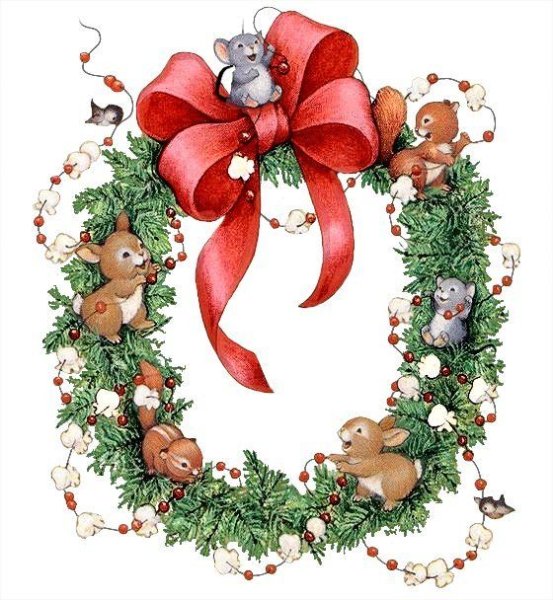 Новогодние венки акварелью