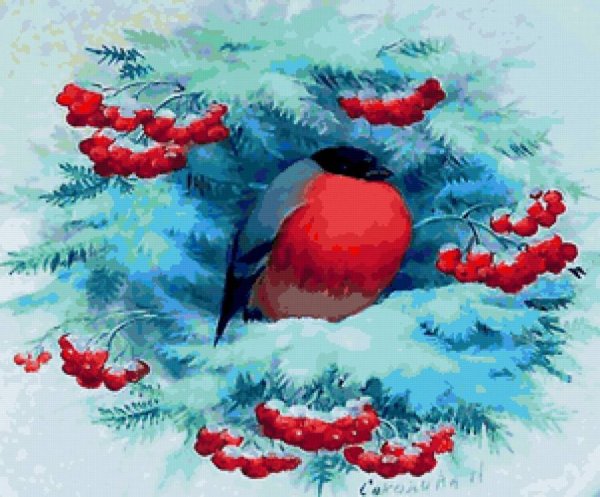 Зимние открытки со снегирями