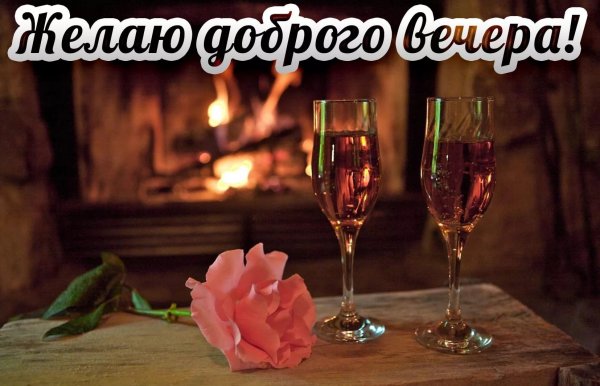 Камин и два бокала